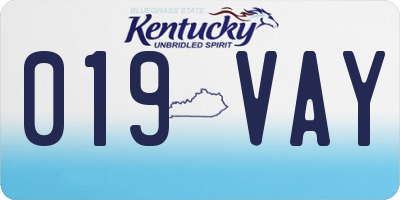 KY license plate 019VAY