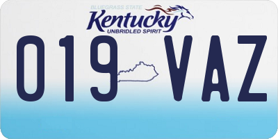 KY license plate 019VAZ