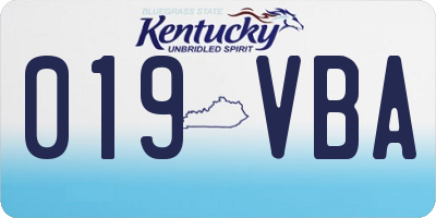 KY license plate 019VBA