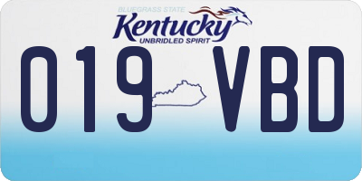 KY license plate 019VBD