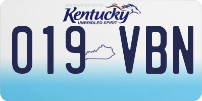 KY license plate 019VBN