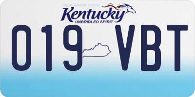 KY license plate 019VBT