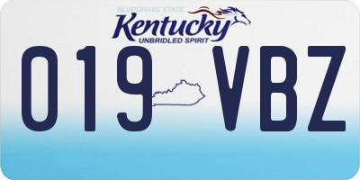 KY license plate 019VBZ