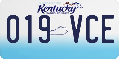 KY license plate 019VCE