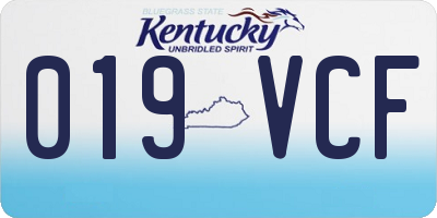 KY license plate 019VCF