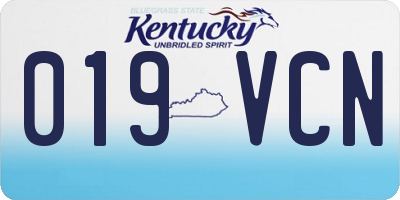 KY license plate 019VCN