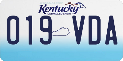 KY license plate 019VDA