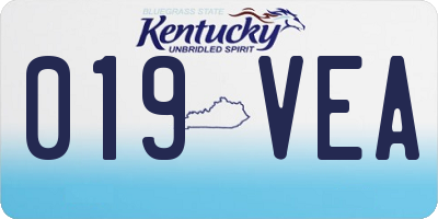 KY license plate 019VEA