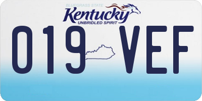 KY license plate 019VEF