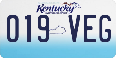 KY license plate 019VEG