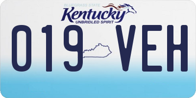 KY license plate 019VEH