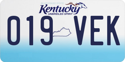 KY license plate 019VEK