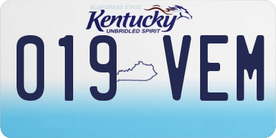 KY license plate 019VEM