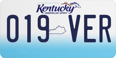 KY license plate 019VER