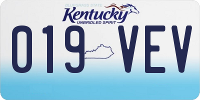 KY license plate 019VEV