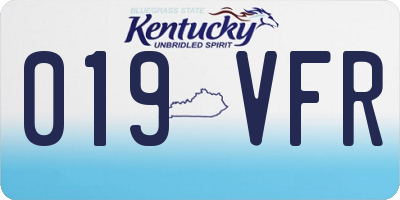 KY license plate 019VFR