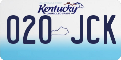 KY license plate 020JCK