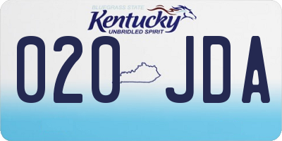 KY license plate 020JDA