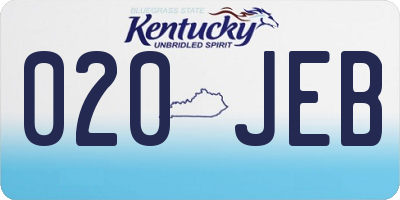 KY license plate 020JEB
