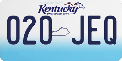 KY license plate 020JEQ