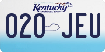 KY license plate 020JEU