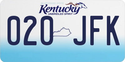 KY license plate 020JFK