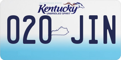 KY license plate 020JIN