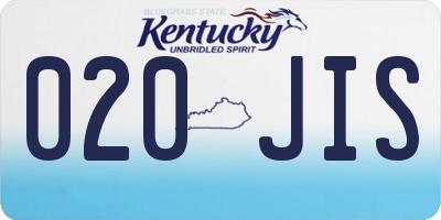 KY license plate 020JIS