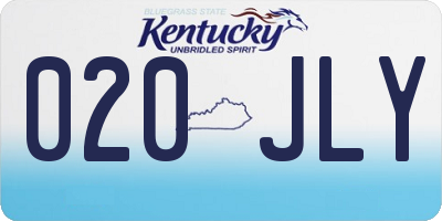 KY license plate 020JLY