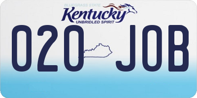 KY license plate 020JOB