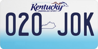 KY license plate 020JOK