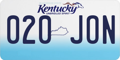 KY license plate 020JON