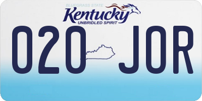 KY license plate 020JOR