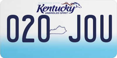 KY license plate 020JOU