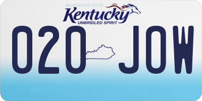 KY license plate 020JOW