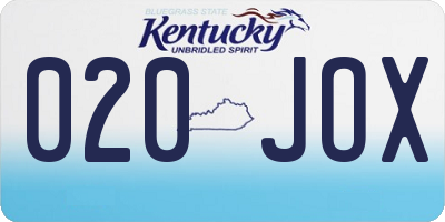 KY license plate 020JOX