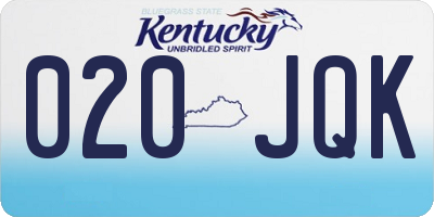 KY license plate 020JQK
