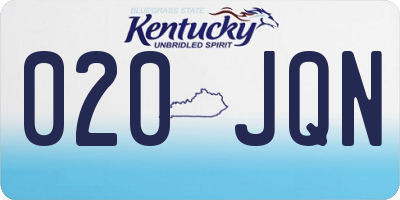 KY license plate 020JQN