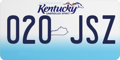 KY license plate 020JSZ