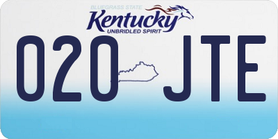 KY license plate 020JTE