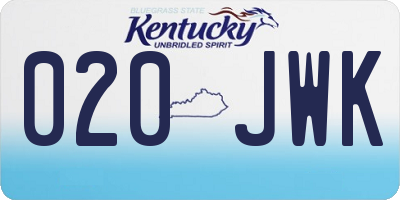 KY license plate 020JWK