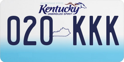 KY license plate 020KKK