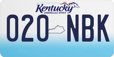 KY license plate 020NBK