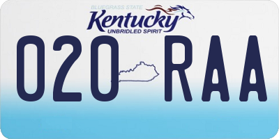 KY license plate 020RAA
