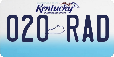 KY license plate 020RAD