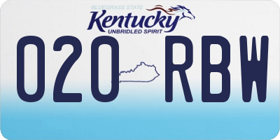 KY license plate 020RBW