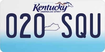 KY license plate 020SQU