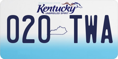 KY license plate 020TWA