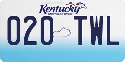 KY license plate 020TWL