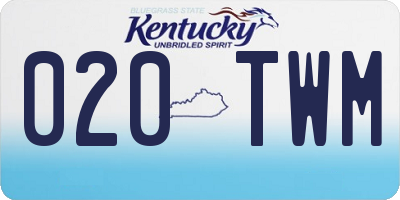 KY license plate 020TWM